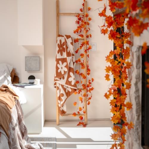 CQURE 14 Pack Fall Leaf Garland, Hanging Vines Garland Artificial Fall Maple Leaves Thanksgiving Decor for Home Wedding Fireplace Christmas
