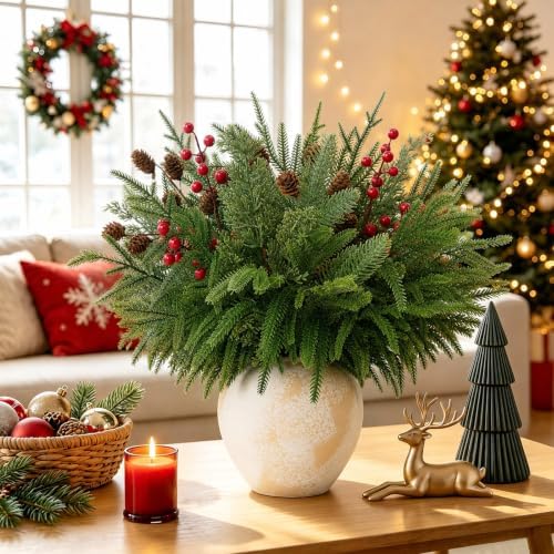 16pcs christmas Flowers Artificial Greenery for Christmas Decorations