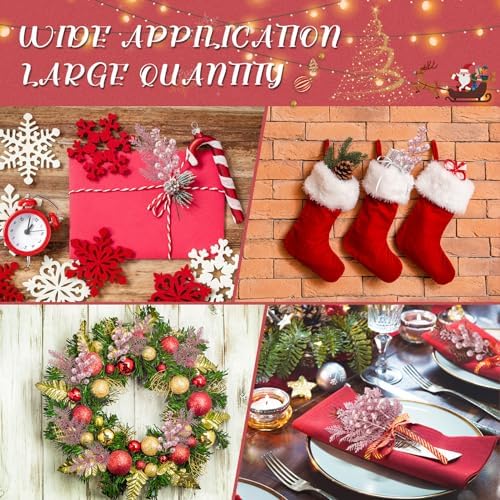 Cindeer 40 Pcs Christmas Tree Decorations Artificial Xmas Picks, Pink