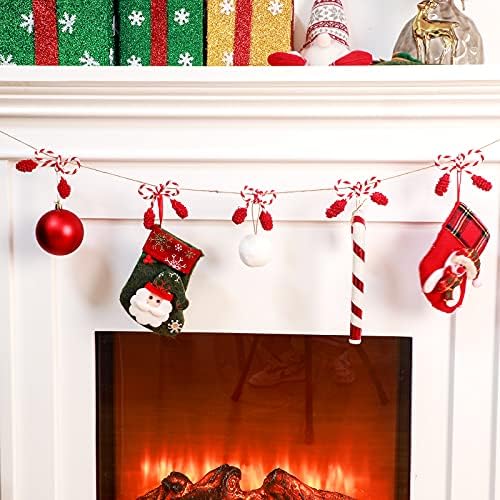 Shappy 12 Pieces Garland Ties for Banister Reusable Red White