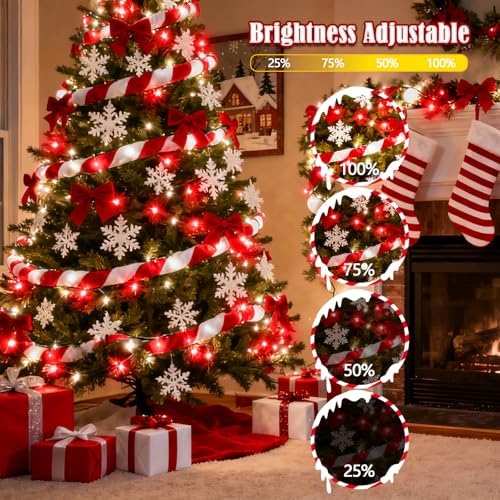 Voice Control 88Ft 240LED Christmas String Lights with Remote, Red White