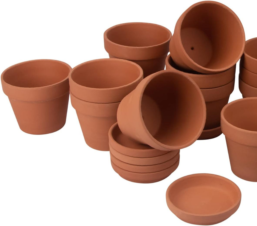 CFKJ [17 Pack] 4" Planter Nursery Pots Terracotta Pot with Saucer Clay Ceramic Pottery Cactus Pot Flower Succulent
