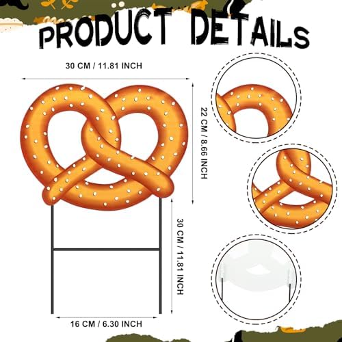 Amyhill 2 Pcs Oktoberfest Decorations Pretzel Yard Sign Stakes, 25 Inch