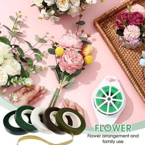 WILLBOND 121 Pcs Floral Arrangement Tool Kit, Rose Thorn Remover Pruner Trimmer Gloves 22/26 Gauge Paddle Tie Stem Pearl Corsage Pin Pruning Shears, Florist Tool Gift for Women