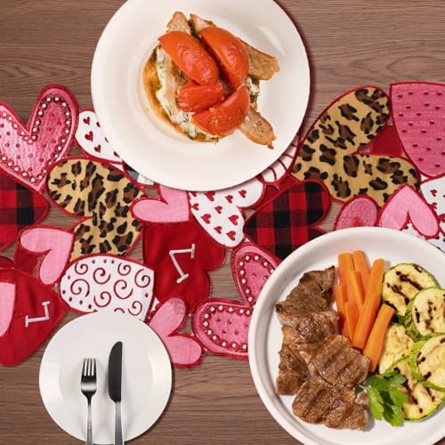 Valentines Day Table Runner 36 Inches Long Embroidered Heart Decor