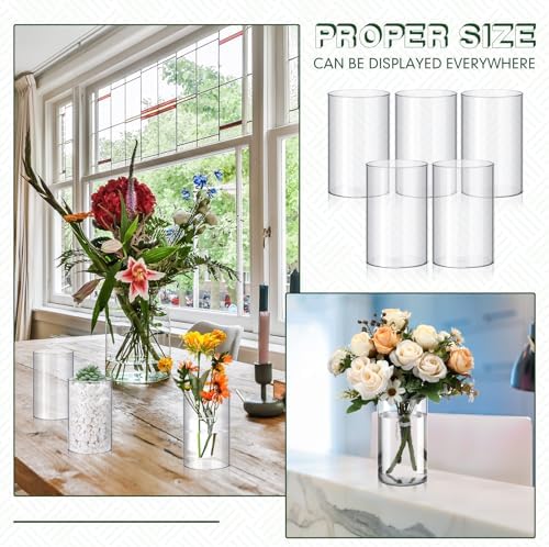 Vesici 20 Pcs Plastic Cylinder Vase Bulk, Clear Flower Container,6 Inch