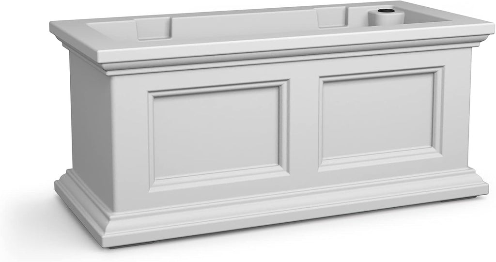 Mayne Fairfield 24in Self-Watering Rectangular Window Box Planter, White | Self-watering, All season, Fade resistant