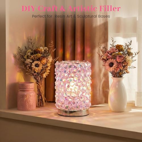 DOMESTAR 150 PCS Iridescent Fake Ice Rocks, Pink and Clear Acrylic Crystals
