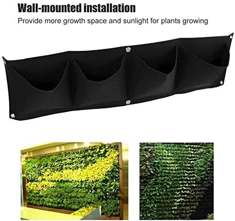 Wall Plant Bag,4Pcs Vertical Hanging Outdoor Wall Planter 4 Pocket Plant Grow Bag Wall Mounted Reusable Degradable Felt