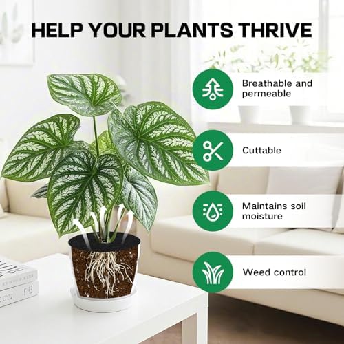 Plant Pot Cover,6 Inch Plant Pot Grid Mat,Cuttable Pot Soil Guard,Cat Proof