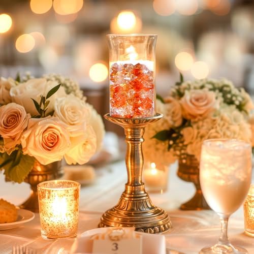 Syhood 570 Pcs Orange, Coffee and Clear Acrylic Gems Plastic Crystals