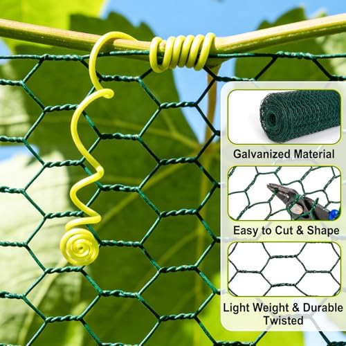 Floral Wire Netting, 15.7 x 118 Inch Chicken Wire for Floral Arrangements, Chicken Wire Floral Mesh Hexagonal Galvanized Netting, Protect Plant & Decorate Flower Arch, DIY Crafts