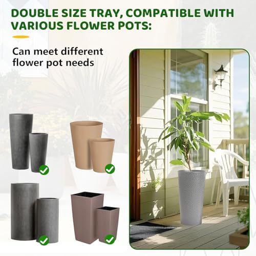 Adjustable Height Planter Inserts for Large Pots, Portable Planter Filler Plant with 11-17" Rise , 6" Base, 8" or 10" Top (Green, shorts)