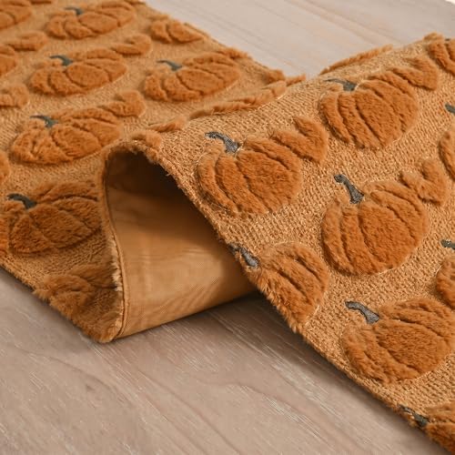 Artoid Mode Caramel Soft Faux Fur Fall Table Runner 13x90 Inch