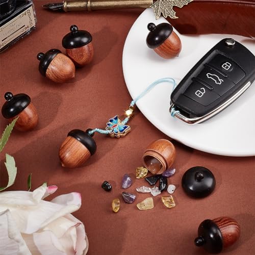 CHGCRAFT 5Pcs Wooden Acorn Nut Box Pendant Disconnectable Camel Wood Acorn Charms Pendant for DIY Gift Jewelry Making Car Pendants Decorations, 33x22mm