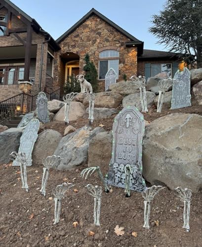 AOGU 6PC Skeleton Arm Stakes, Outdoor Halloween Decorations for Yard