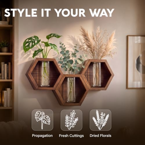 AVERGO Wall Plant Decor (1-Pack), Acacia Wood Indoor Wall Planter