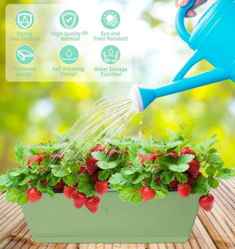 LOCONHA 7 Pack Window Box Planter, Plastic Vegetable Flower Planters Boxes