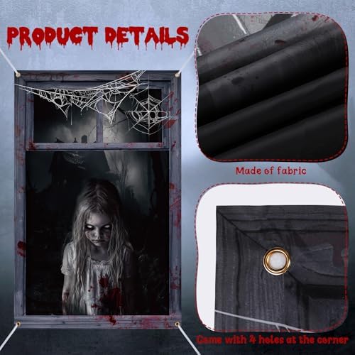 Newwiee 2 Pcs Scary Halloween Curtain Window Silhouette Cover Female Ghost