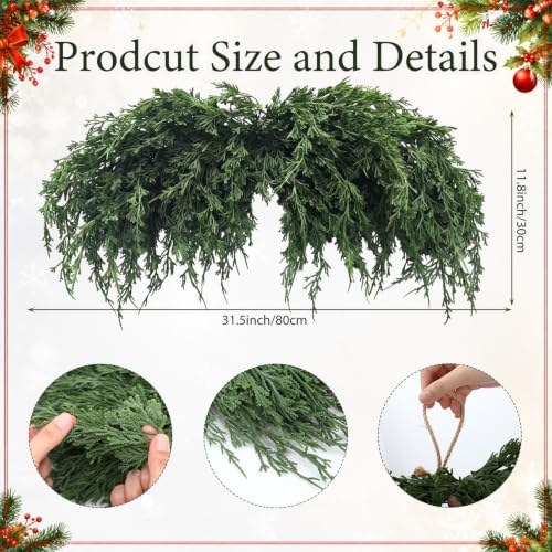 Suncalla 2 Pack 31.5" Christmas Swag Decoration, Cedar 04, Green