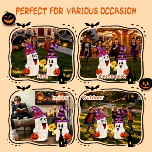 2 Pack 30Inch Halloween Decorations Outdoor Light Up Ghost Decor