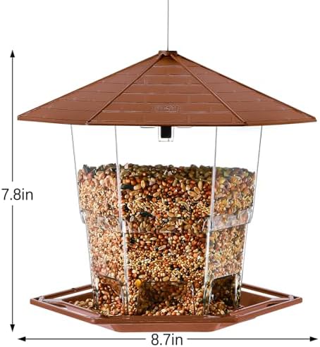 Jealoeur Hanging Bird Feeder for Outdoors - Wild Bird Seed, Brown