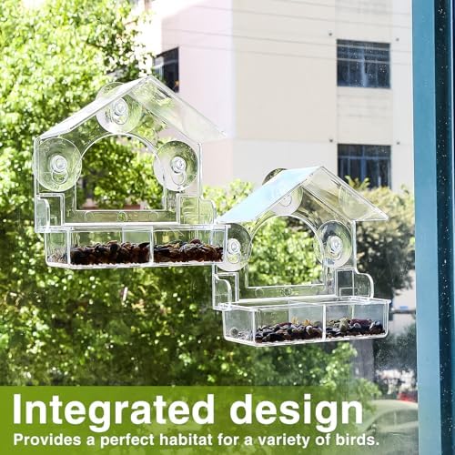 2PCS Clear Bird Feeder for Window
