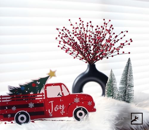 ZIFTY 15Pcs Christmas Artificial Holly Berry Stem, 16.5 Inch Holly Berry Pick Decorative Wire Branch Sprays for Christmas Tree Decorations Flower Arrangements Wedding Holiday Home Decor (Red)
