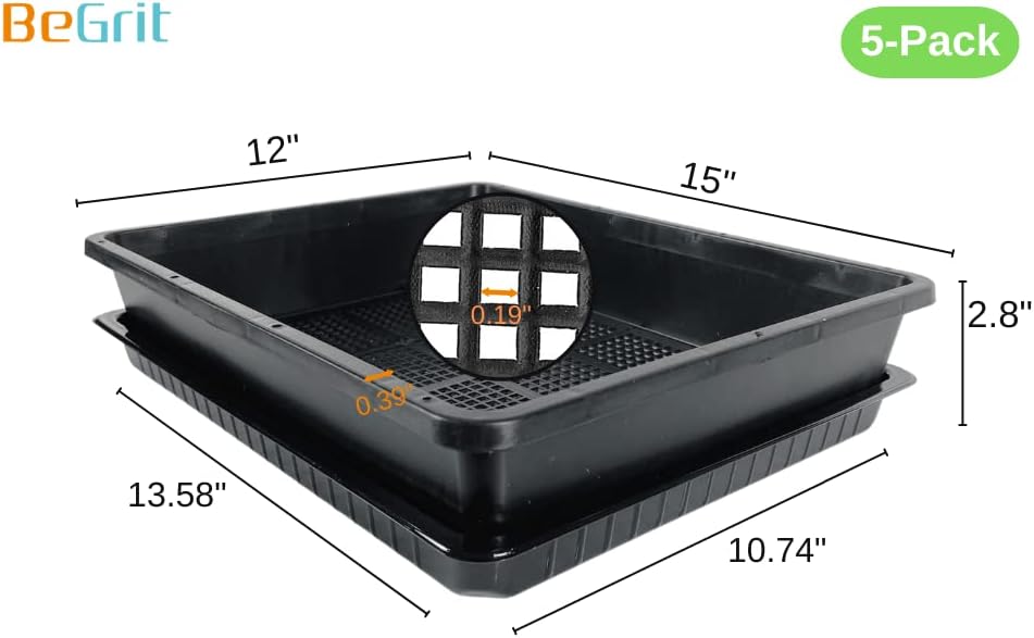 BeGrit Soil Blocking Trays 15x12 inch 5 Set/10 pcs Mesh Bottom Seed Starter Trays for Seedling, Microgreen, Soil