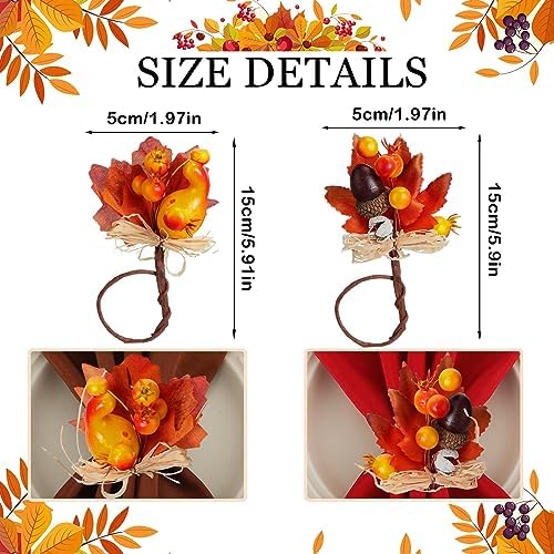 EBoot 16 Pcs Fall Thanksgiving Napkin Ring Set, Cute Plant, Plastic