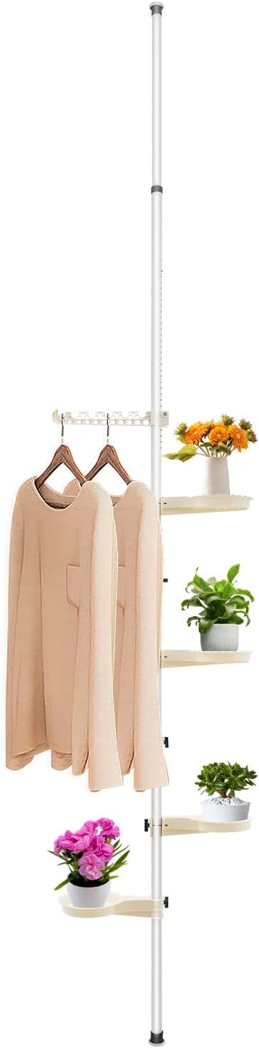 Plant Holder Pole, Tension Rod Rack Stands, Plant Decorative Display Rack, Floor to Ceiling, 7-Layer Flower Display