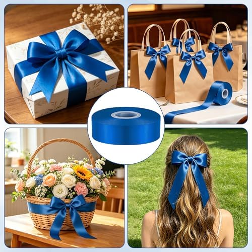 1In 30Yards Royal Blue Satin Ribbon for Flower Bouquet Graduation Wedding