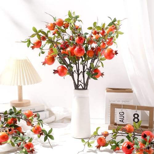 Thiccywoov 10 Pcs 31.5'' Artificial Pomegranate Branches Decor, Orange