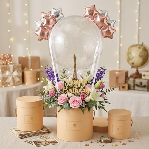 Hollyone Brown Gift Box with Lids Set of 3 Round Nesting Gift Boxes for Presents 3 Assorted Sizes Flowers Arrangements Box for Gift Giving Christmas Valentine Thanksgiving Mom Gifts Present Wrapping