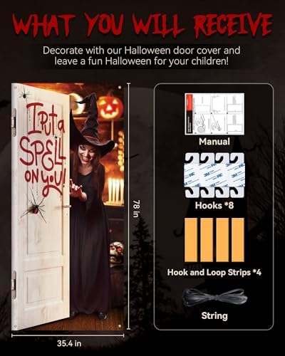 Halloween Door Cover Decor, Outdoor Party Wall Backdrop Sign