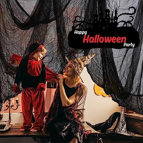 Whaline Halloween Black Creepy Cloth 500 x 87 inch Spooky Gauze Cloth Halloween Decoration for Haunted Houses Window Backdrops Doorways Party Supplies