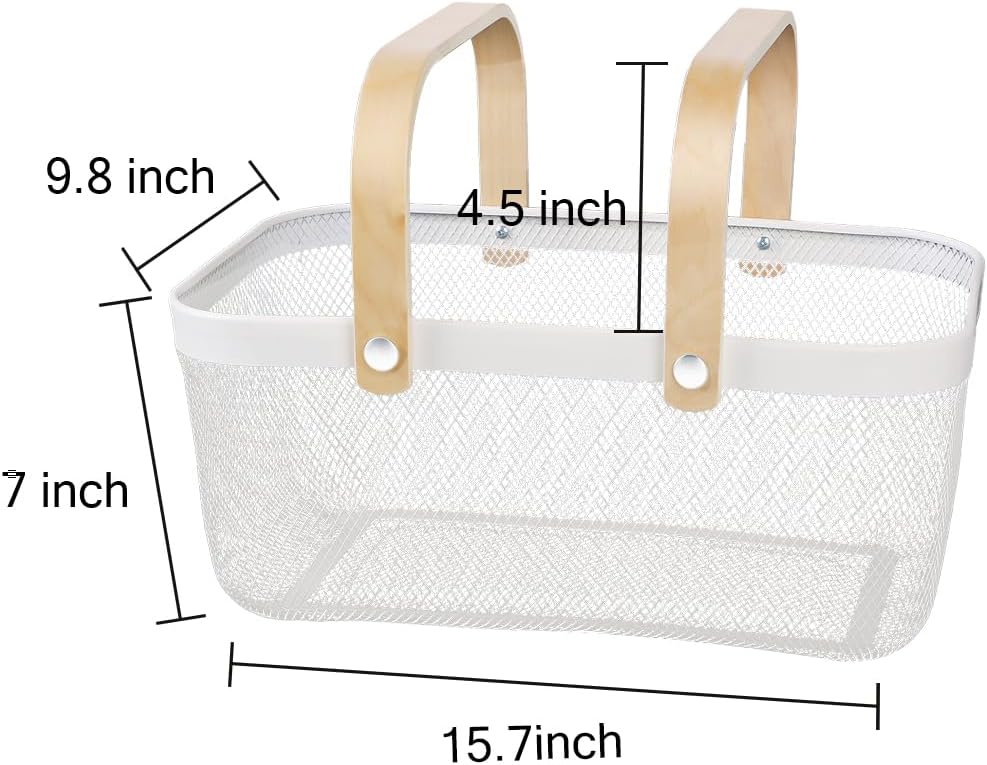 Portable Mesh Harvest Basket - Natural Bamboo Handle Foldable Organizer for Kitchen, Garden & Picnic | Ventilated
