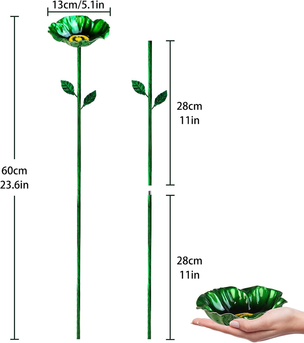 5 PCS Metal Bird Bath with Garden Stakes for Outdoor Yard Patio | Multicolor Flower Bird Feeders, Rust-Resistant Metal
