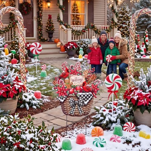Amyhill Christmas Decorations Outdoor Candy Cane Metal Yard Stakes