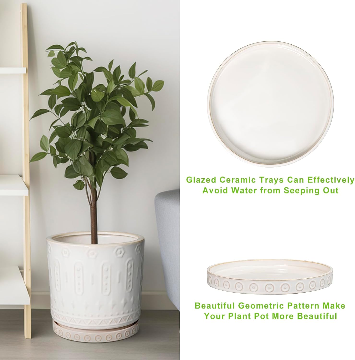 Eightpot Plant Tray for Pots - Ceramic Plant Saucer for Indoors Outdoors 7.5 Inch Plant Water Catcher Tray Plant