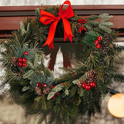 Canlierr 20 Pcs Christmas Pine Picks Pinecones Berries Set,Vivid Style