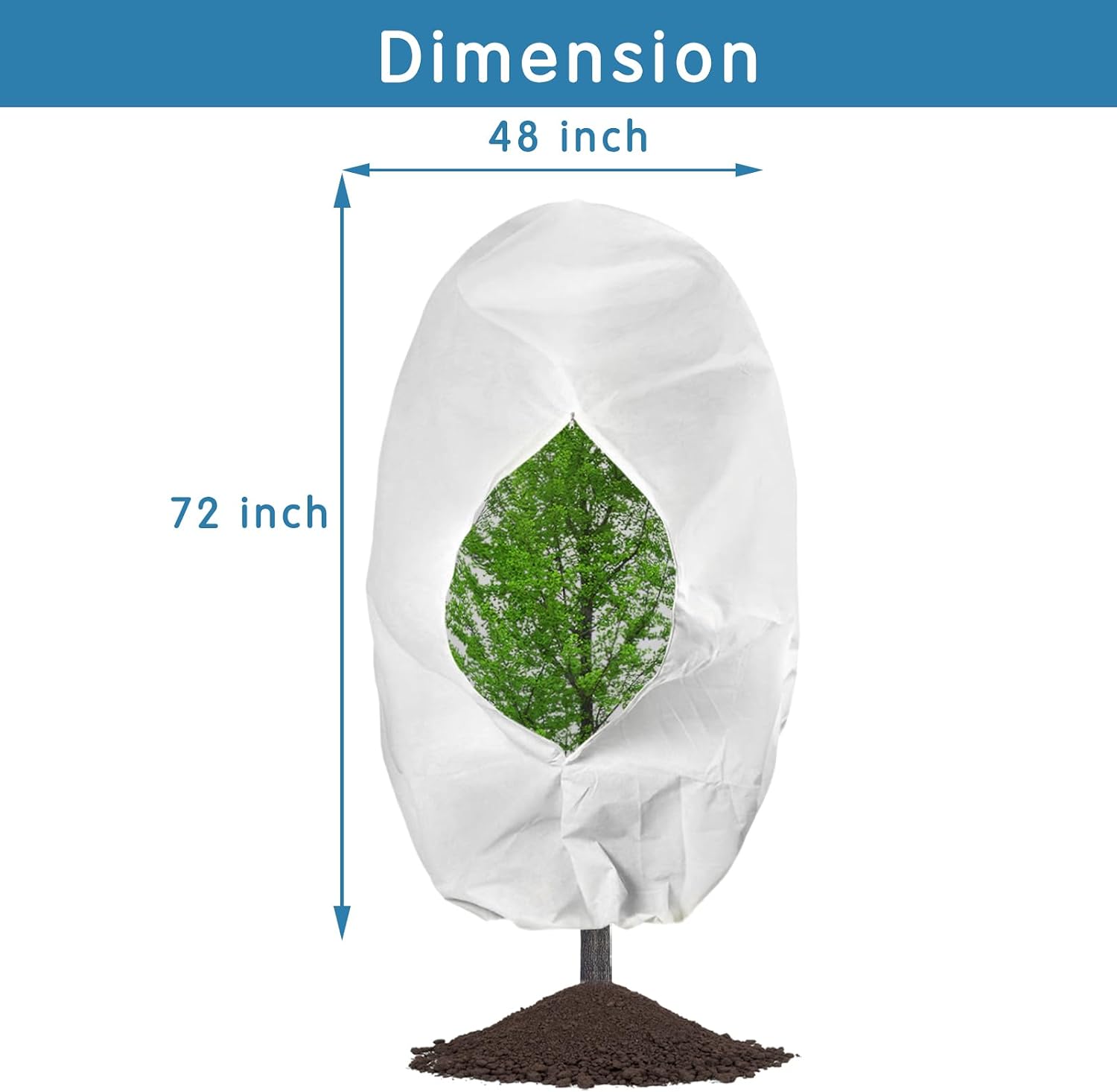 3Pack 48"x72" Plant Covers Freeze Protection, 2.92 oz/yd² Thickened Frost Cloths for Outdoor Plants, Tree Blanket