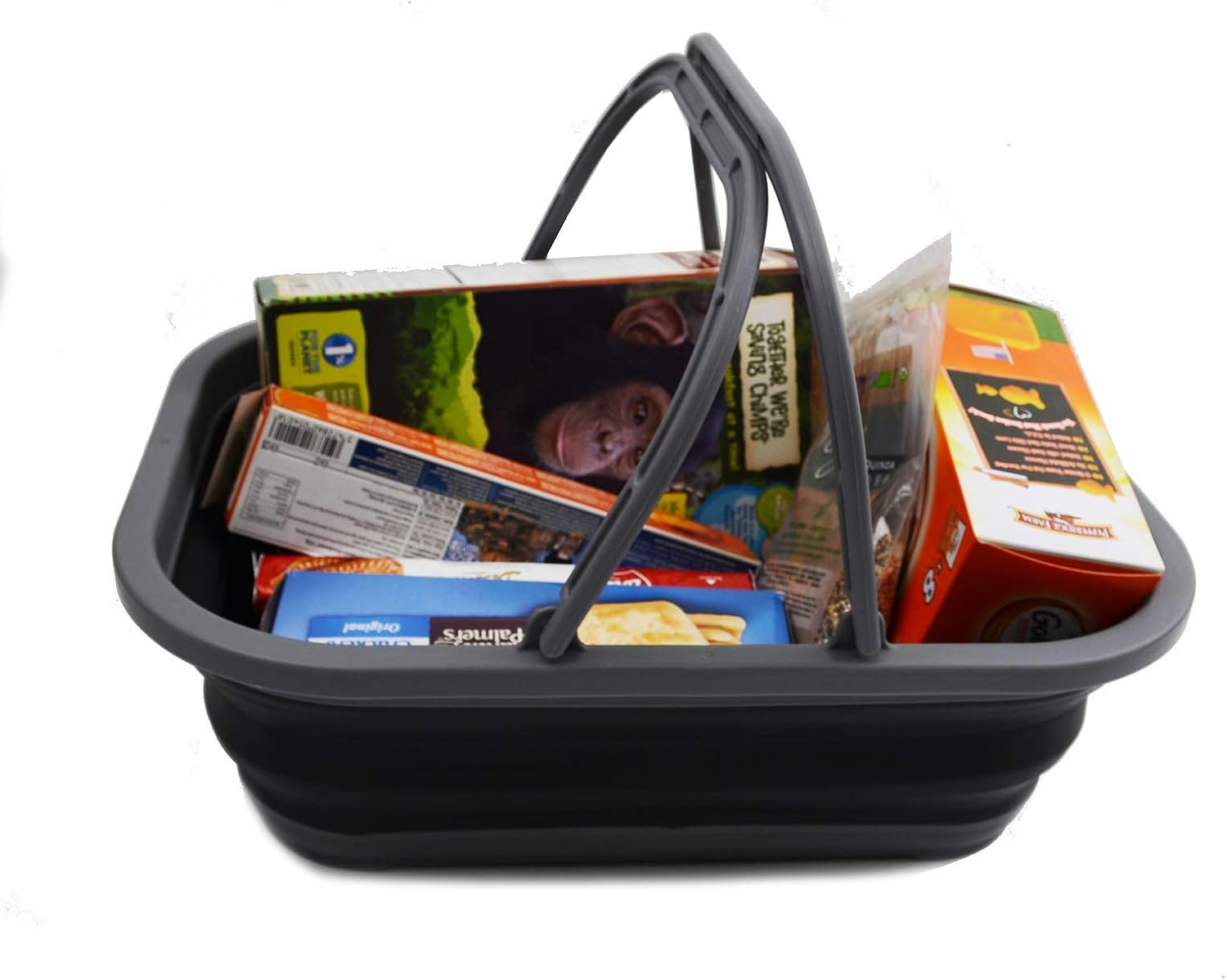 SAMMART 12L (3.17 Gallon) Collapsible Tub with Handle - Portable Outdoor Picnic Basket/Crate - Foldable Shopping Bag