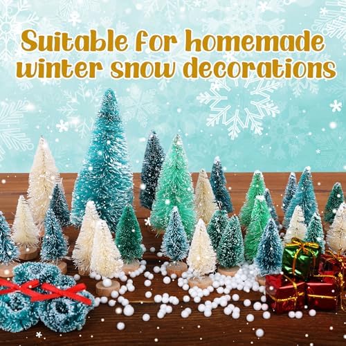 56 Pcs Artificial Mini Christmas Trees Set, Small Bottle Brush Trees