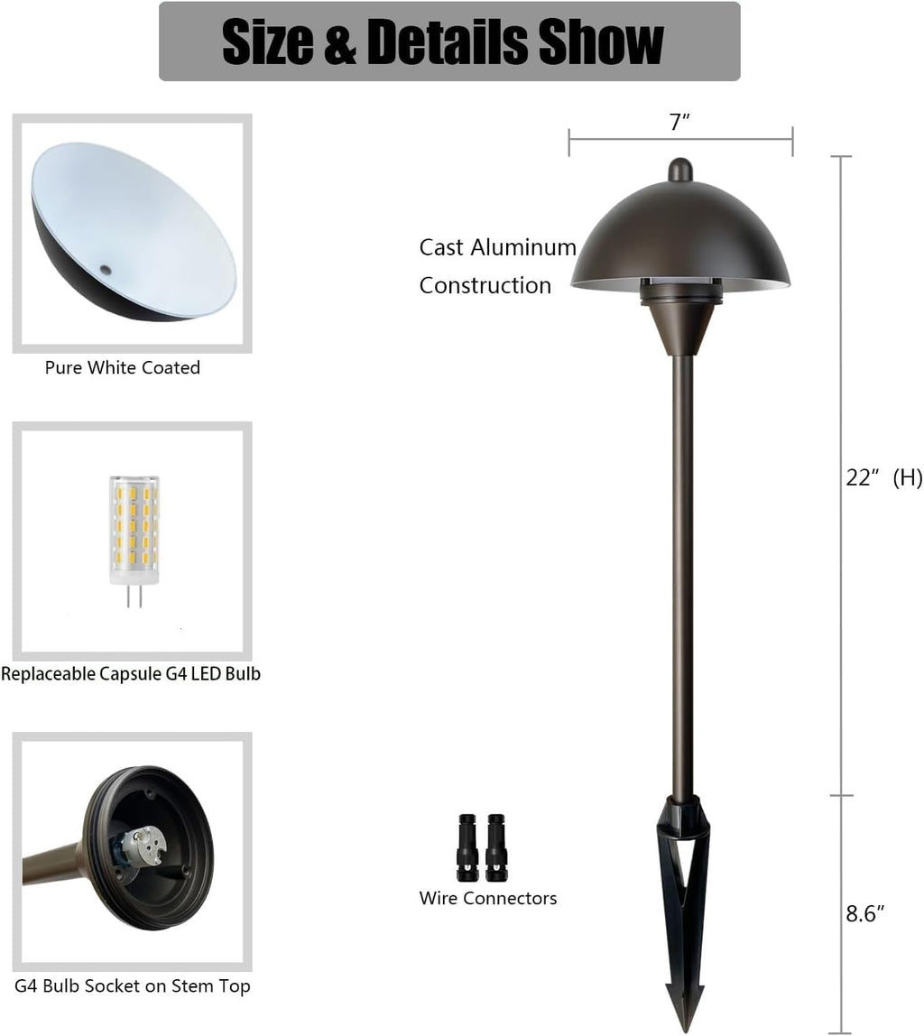 Arrownine Low Voltage Landscape Lighting Pathway Lights Replaceable G4 LED | 12-24V Path Lights Outdoor Landscaping