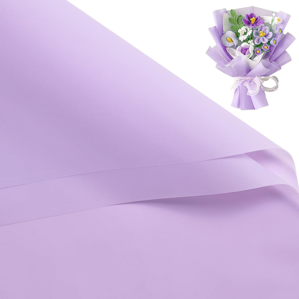 RUSPEPA 20 Sheets Flower Wrapping Paper, Pure Purple Waterproof Floral Bouquet Wrapping Paper, Florist Supplies Packaging for Birthday, Wedding, Valentines Day, Mother's Day, DIY Crafts, 22.4" x 22.4"
