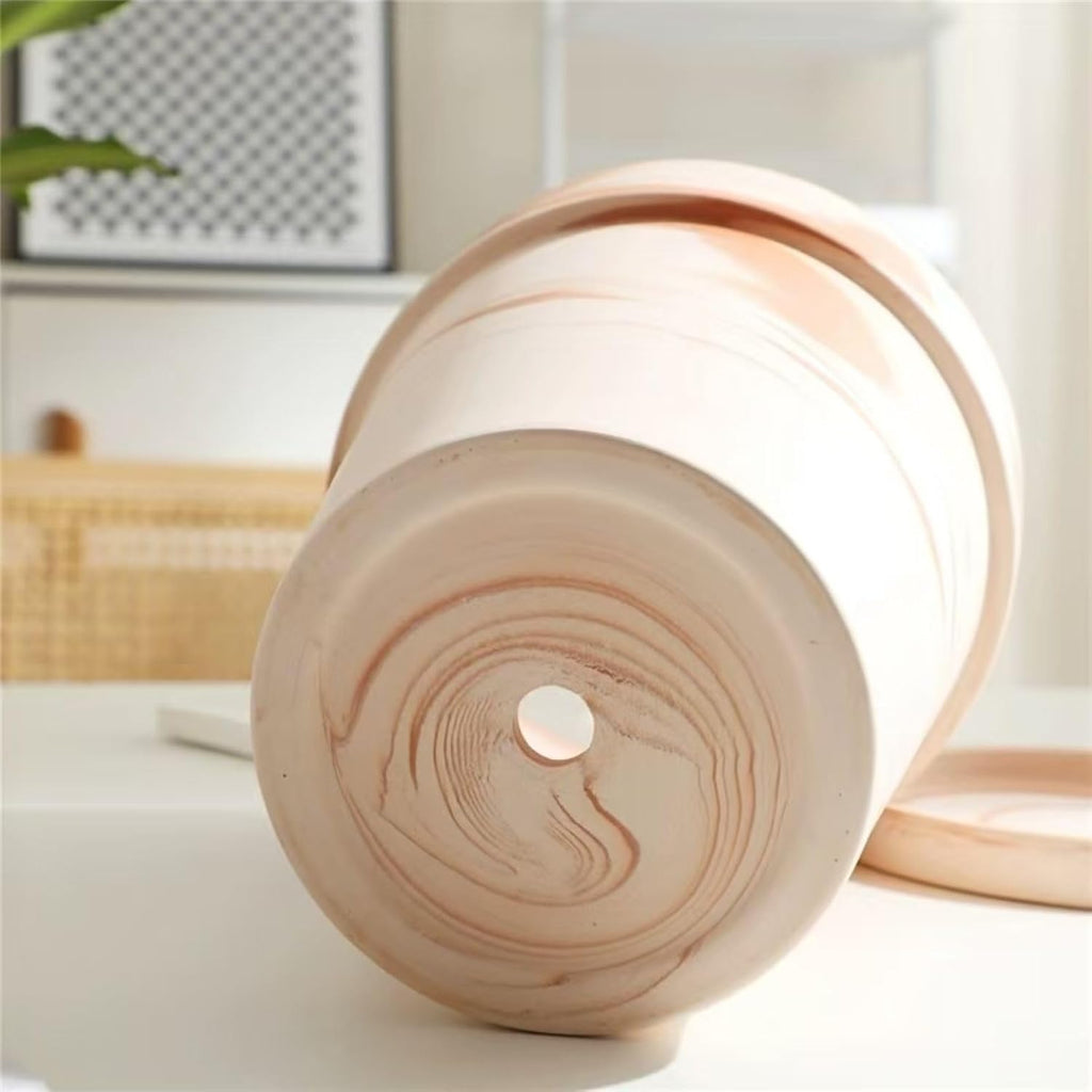 Random Mood Macchiato Terracotta Plant Pots – Handmade 6-Inch Clay Ceramic Flower Pots with Drainage Holes, Set of 3 –