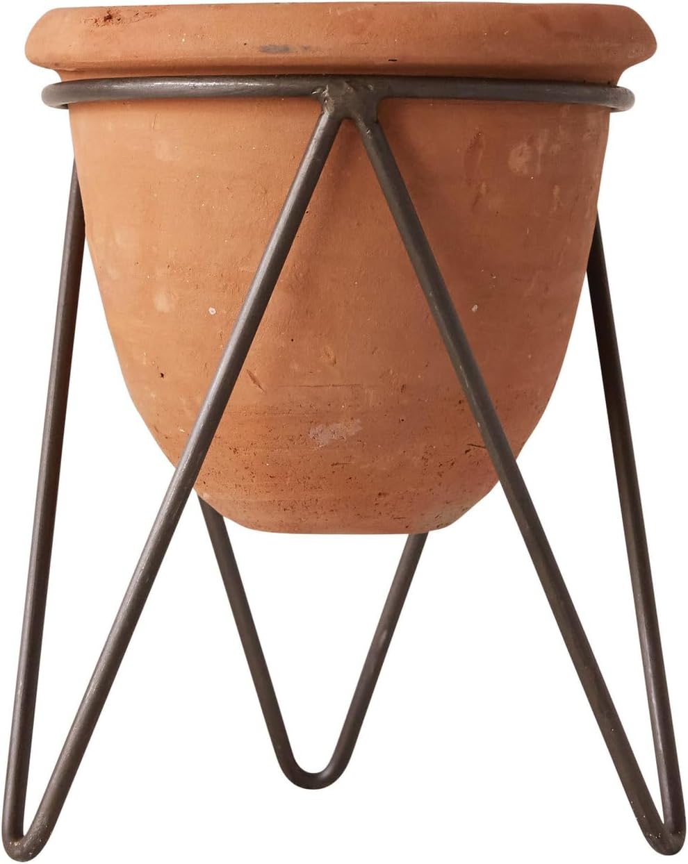 Creative Co-Op Terracotta Pot with Metal Stand