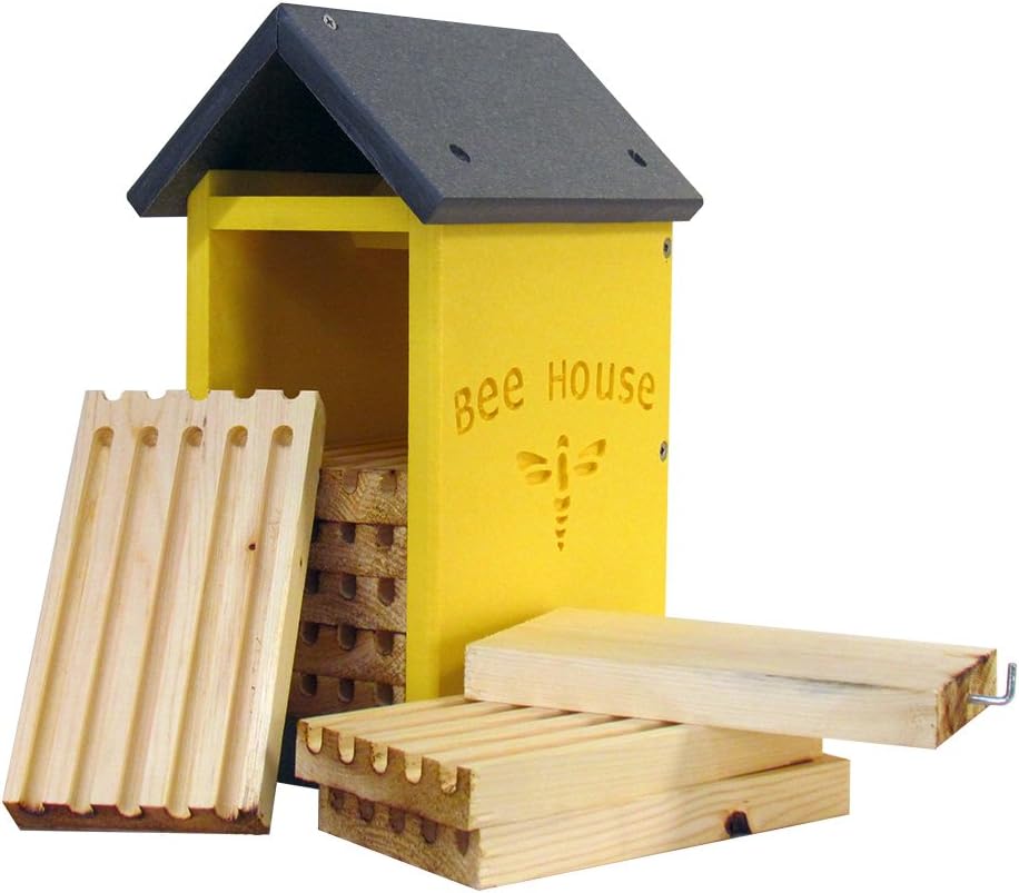 Small Poly Lumber Mason Bee House - Attracts Bee Pollinators in Your Garden - Made in The USA