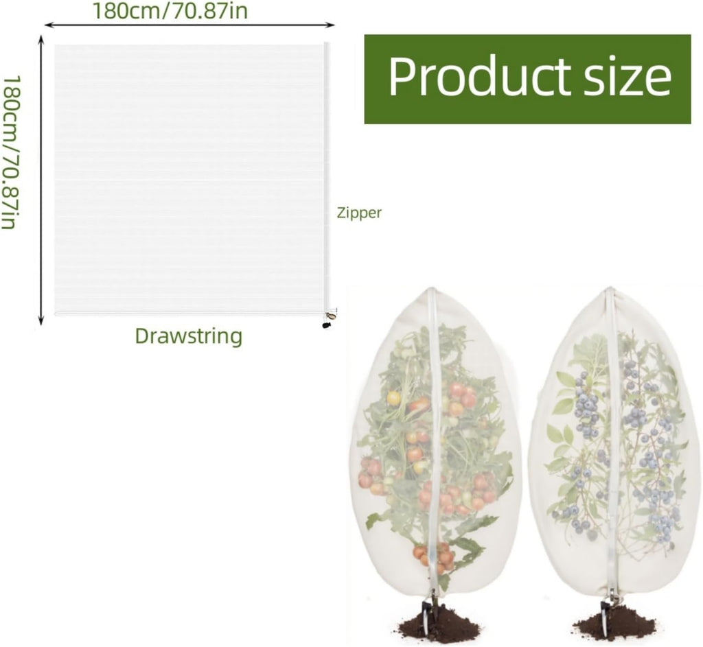 2 Pcs 6x6ft Fruit Tree Covers with Zipper and Drawstring,Nets to Protect Garden Blueberry Bushes from Birds and